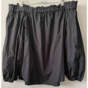 J. Crew 100% Cotton Off-The-Shoulder Black Top 4P Elastic Sleeves